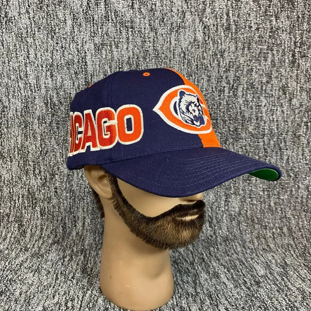 VTG 90s Chicago Bears American Needle CCM Split Color Snapback Hat Green Brim